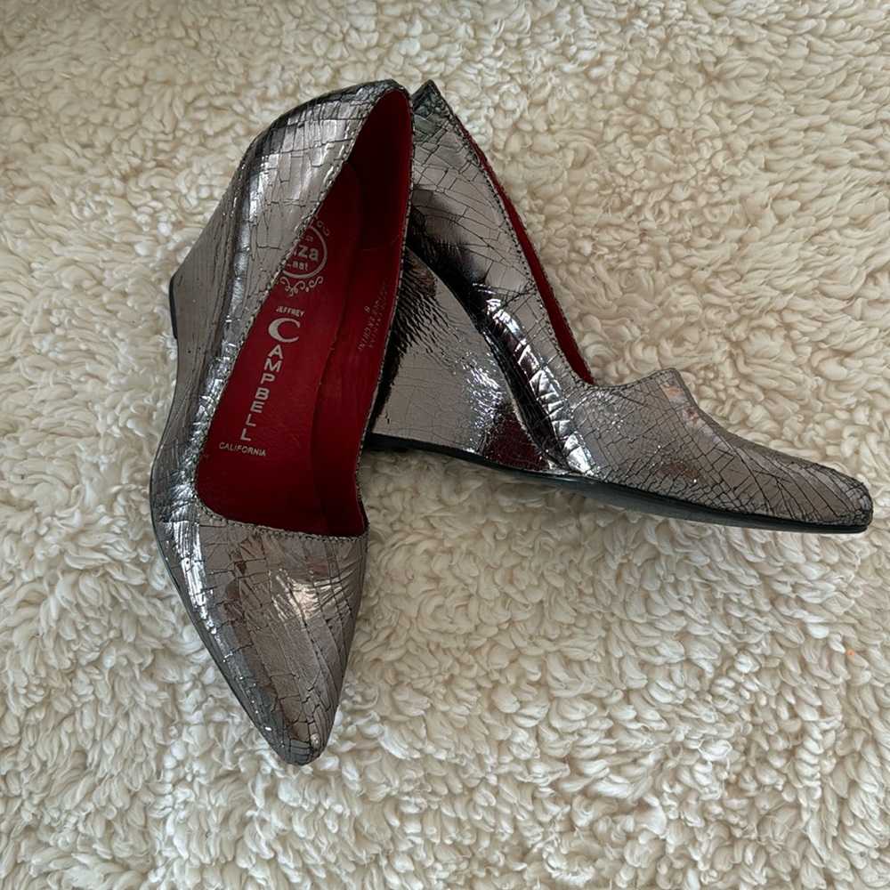 Jeffery Campbell metallic wedge heels